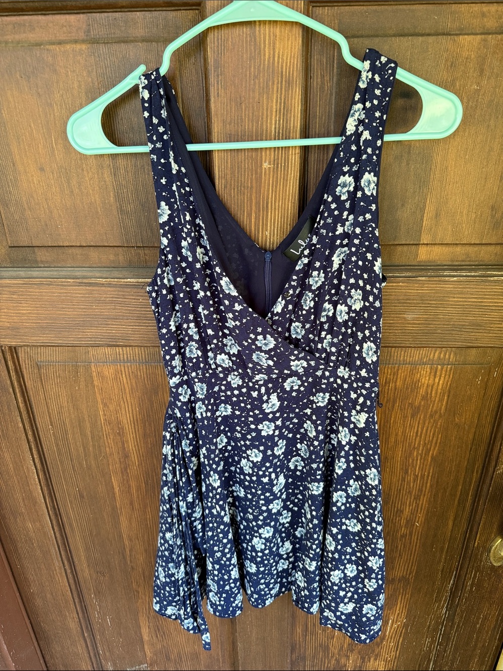 Lulu's Navy Floral Wrap-Style Dress